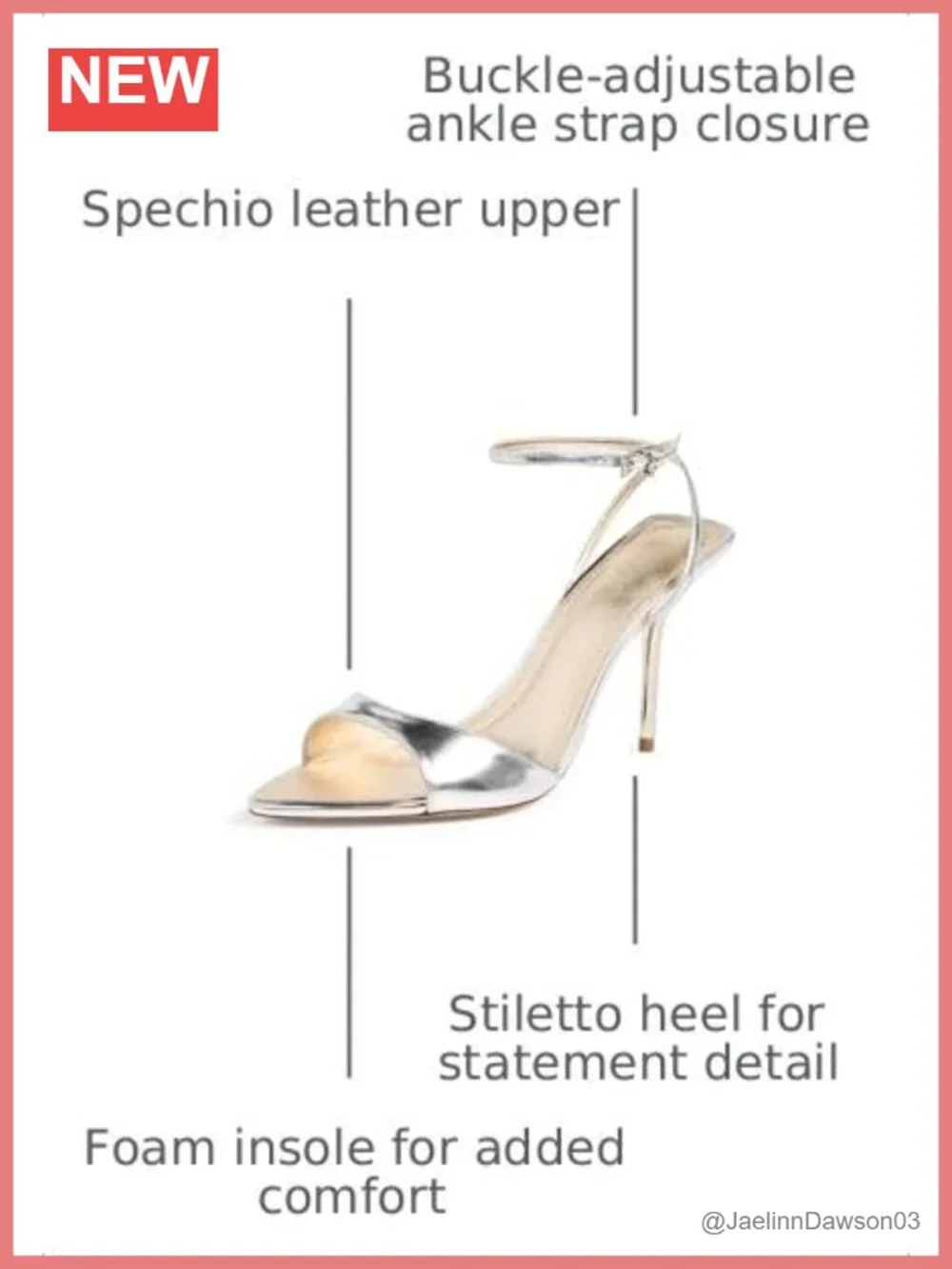 Leather Stiletto Heeled Sandals with Ankle Strap Size